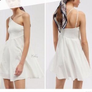 URBAN OUTFITTERS DHALIA ASYMMETRICAL SMOCKED MINI DRESS NWT